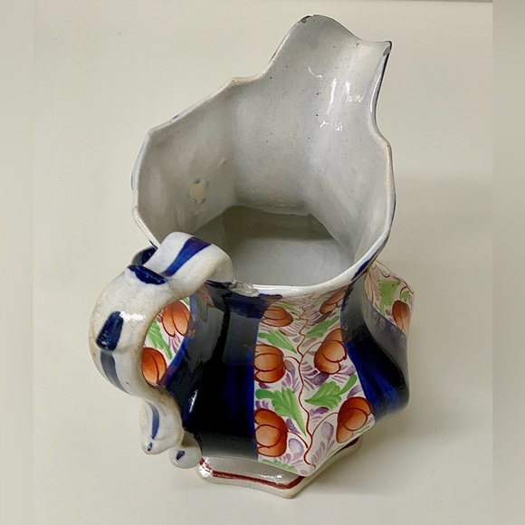 19th Century Vintage Gaudy Welsh Glamorgan Octagonal Soft Paste Pitcher Jug - Picture 8 of 16